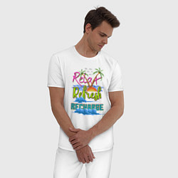 Пижама хлопковая мужская 8 бит Отпуск, цвет: белый — фото 2