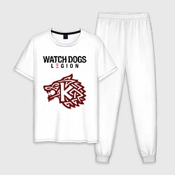 Пижама хлопковая мужская Преступность Watch Dogs Legion, цвет: белый