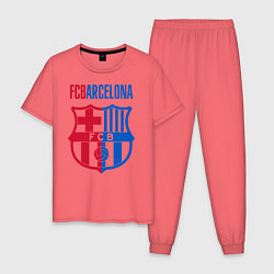 Пижама хлопковая мужская Barcelona FC, цвет: коралловый
