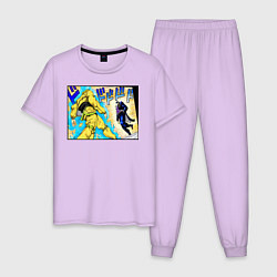 Пижама хлопковая мужская Дио идет на забив, цвет: лаванда