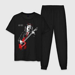 Пижама хлопковая мужская ACDC Angus Young, цвет: черный