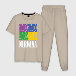 Пижама хлопковая мужская Nirvana, цвет: миндальный