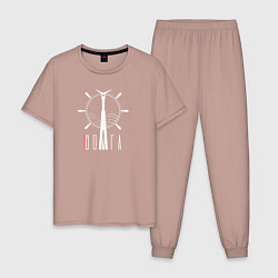 Пижама хлопковая мужская Волга, цвет: пыльно-розовый