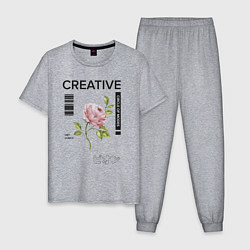 Пижама хлопковая мужская CREATIVE, цвет: меланж