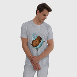 Пижама хлопковая мужская Капкейк, цвет: меланж — фото 2