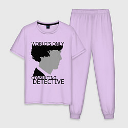 Пижама хлопковая мужская Sherlock Detective, цвет: лаванда