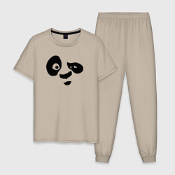 Пижама хлопковая мужская Панда, цвет: миндальный