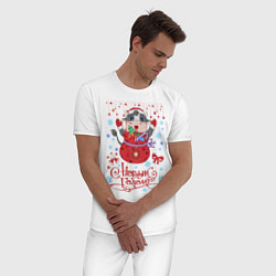 Пижама хлопковая мужская Символ Нового Года, цвет: белый — фото 2
