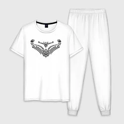 Пижама хлопковая мужская Символ Велеса, цвет: белый