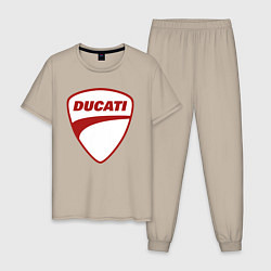 Пижама хлопковая мужская Ducati Logo Дукати Лого Z, цвет: миндальный