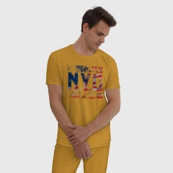 Пижама хлопковая мужская Нью-Йорк Сити, цвет: горчичный — фото 2