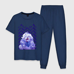 Пижама хлопковая мужская Твин пикс, цвет: тёмно-синий