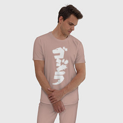 Пижама хлопковая мужская Годзилла, цвет: пыльно-розовый — фото 2
