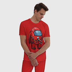 Пижама хлопковая мужская AMONG US - Реалистичный, цвет: красный — фото 2