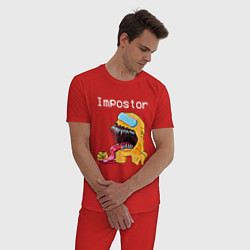 Пижама хлопковая мужская AMONG US - IMPOSTOR, цвет: красный — фото 2