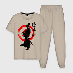 Пижама хлопковая мужская Ghost of Tsushima, цвет: миндальный
