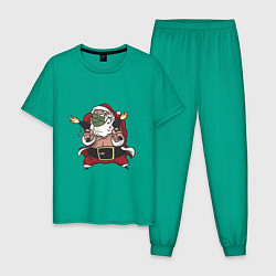 Пижама хлопковая мужская Bad Santa, цвет: зеленый