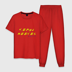 Пижама хлопковая мужская KEANU REEVES CYBERPUNK, цвет: красный