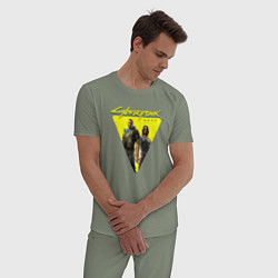 Пижама хлопковая мужская Cyberpunk 2077, цвет: авокадо — фото 2