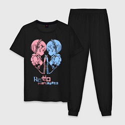 Пижама хлопковая мужская Re:Zero, Рам и Рем, цвет: черный