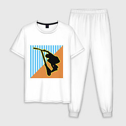 Пижама хлопковая мужская Самокат фристайл, цвет: белый