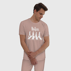 Пижама хлопковая мужская The Beatles цвета пыльно-розовый — фото 2