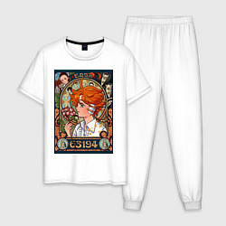 Пижама хлопковая мужская Обещанный неверленд, Эмма emma, цвет: белый