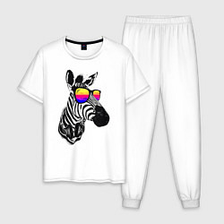 Пижама хлопковая мужская Зебра, цвет: белый