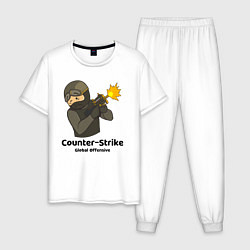 Пижама хлопковая мужская CS GO P90 Master, цвет: белый