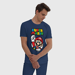 Пижама хлопковая мужская Mario, цвет: тёмно-синий — фото 2