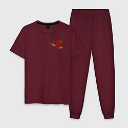 Пижама хлопковая мужская 8 Bit The Flash, цвет: меланж-бордовый