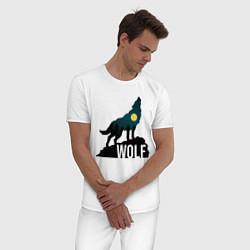Пижама хлопковая мужская Волк, цвет: белый — фото 2