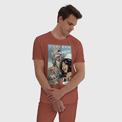 Пижама хлопковая мужская WONDER WOMAN InstStory, цвет: кирпичный — фото 2