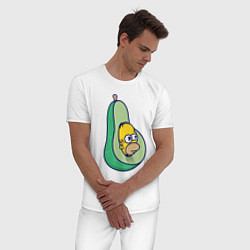 Пижама хлопковая мужская Гомер авокадо, цвет: белый — фото 2