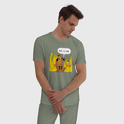 Пижама хлопковая мужская This is Fine, цвет: авокадо — фото 2