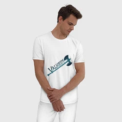 Пижама хлопковая мужская Valheim тёмное лого с секирой, цвет: белый — фото 2