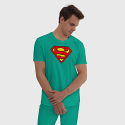 Пижама хлопковая мужская Superman 8 bit, цвет: зеленый — фото 2