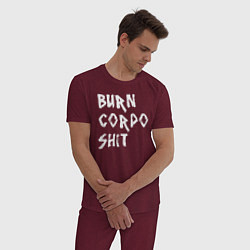 Пижама хлопковая мужская BURN CORPO SHIT, цвет: меланж-бордовый — фото 2