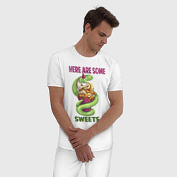 Пижама хлопковая мужская Змеиные ссссладости, цвет: белый — фото 2