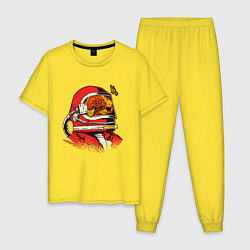 Пижама хлопковая мужская Астронавт и Апокалипсис, цвет: желтый