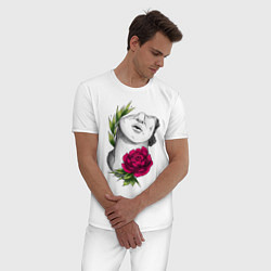 Пижама хлопковая мужская Head of david in flowers, цвет: белый — фото 2