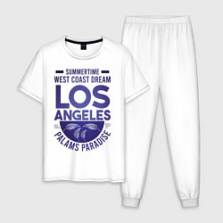 Пижама хлопковая мужская Западное побережье Лос-Анджеле, цвет: белый