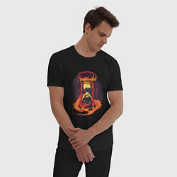 Пижама хлопковая мужская Галактические Песочные часы, цвет: черный — фото 2