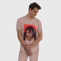 Пижама хлопковая мужская Обезьяна в 3D очках, цвет: пыльно-розовый — фото 2
