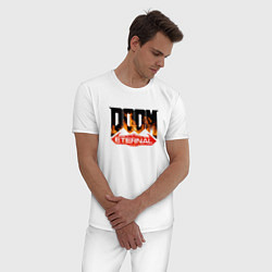 Пижама хлопковая мужская DOOM Eternal логотип, цвет: белый — фото 2
