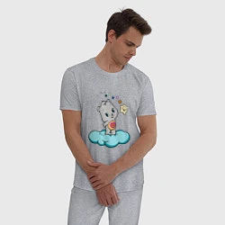 Пижама хлопковая мужская Девушка-медведь, цвет: меланж — фото 2