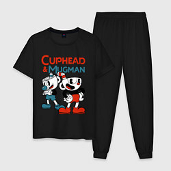Пижама хлопковая мужская Cuphead & Mugman, цвет: черный