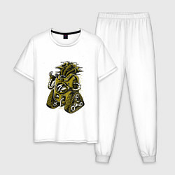 Пижама хлопковая мужская Steampunk Робот, цвет: белый