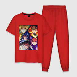Пижама хлопковая мужская DEMON SLAYER KIMETSU NO YAIBA, цвет: красный
