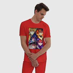 Пижама хлопковая мужская DEMON SLAYER KIMETSU NO YAIBA, цвет: красный — фото 2